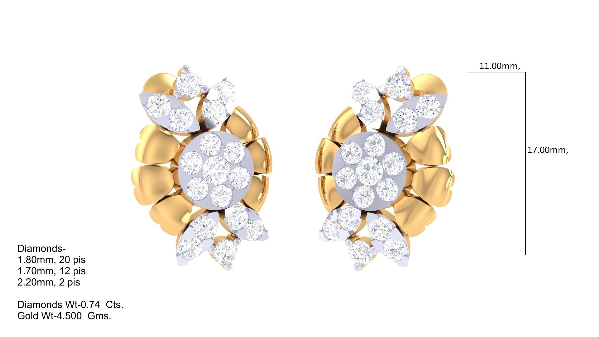 Symmetrical Petal Radiance Stud Earrings