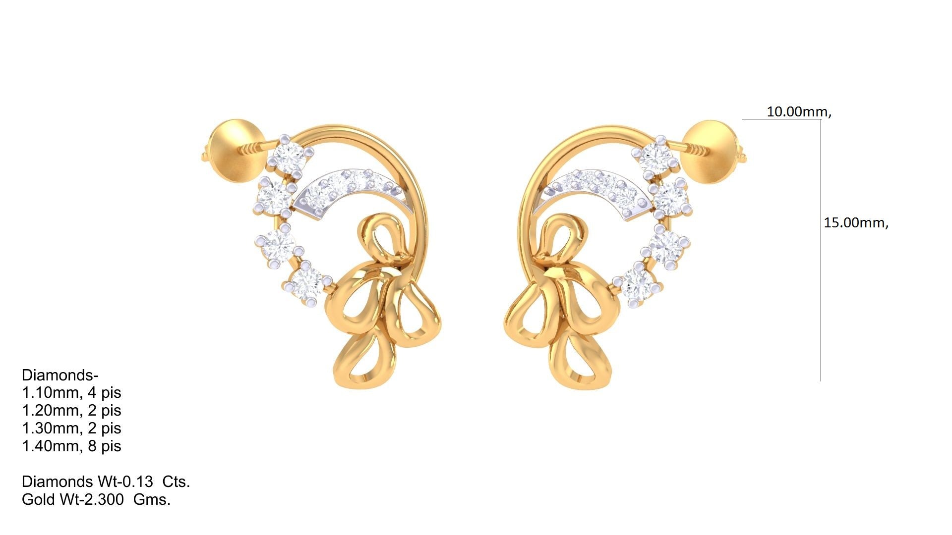 Delicate Semi Circle Floral Accent Earrings