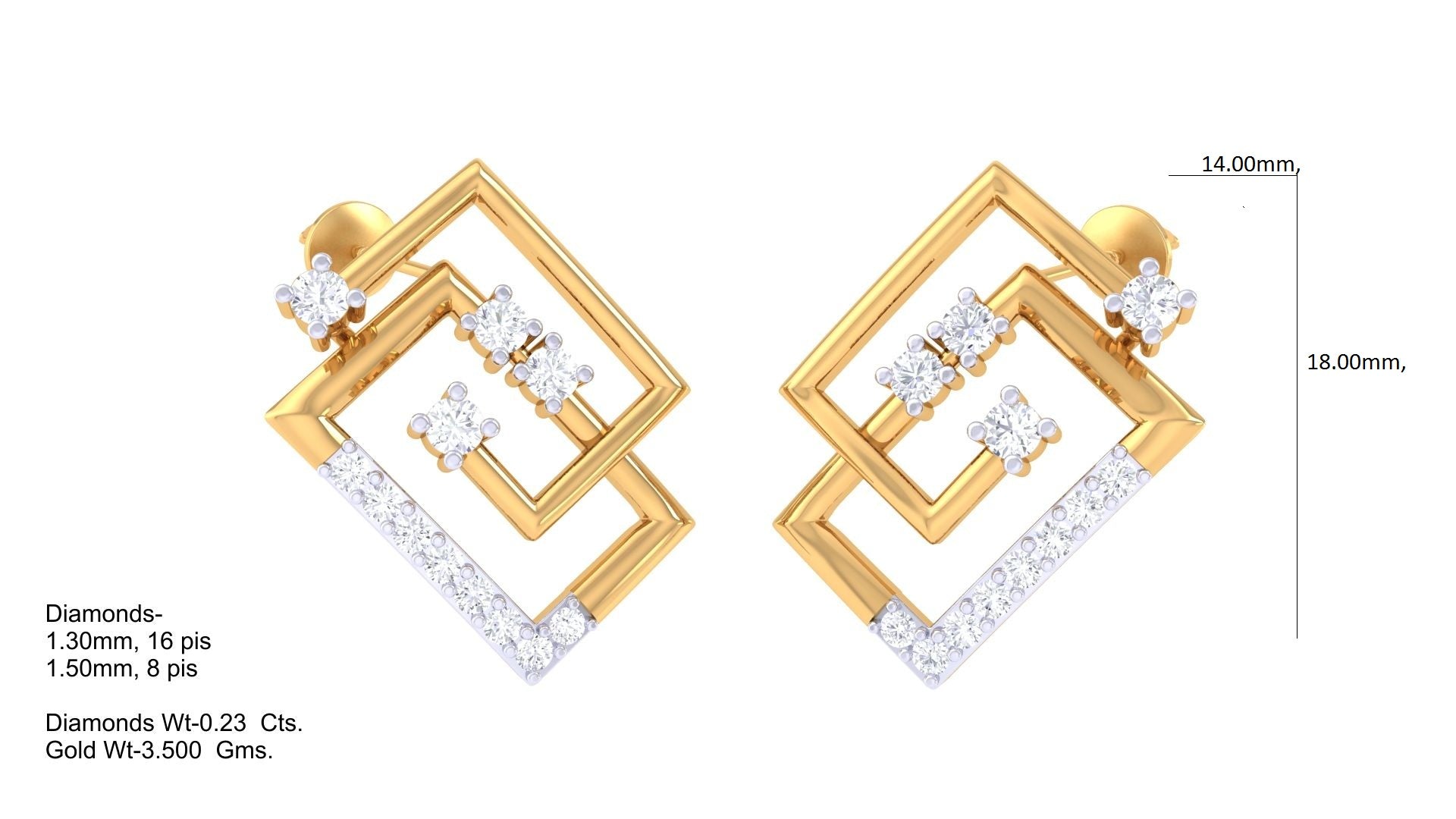 Layered Square Crystal Accent Earrings
