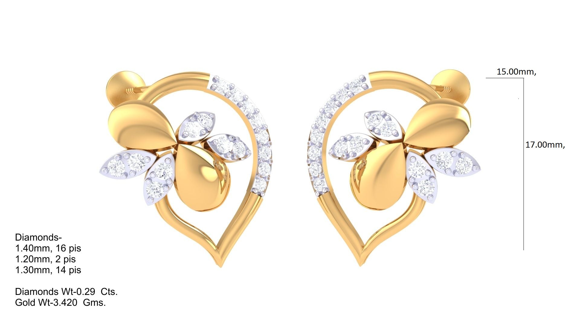 Heart Blossom Stud Earrings