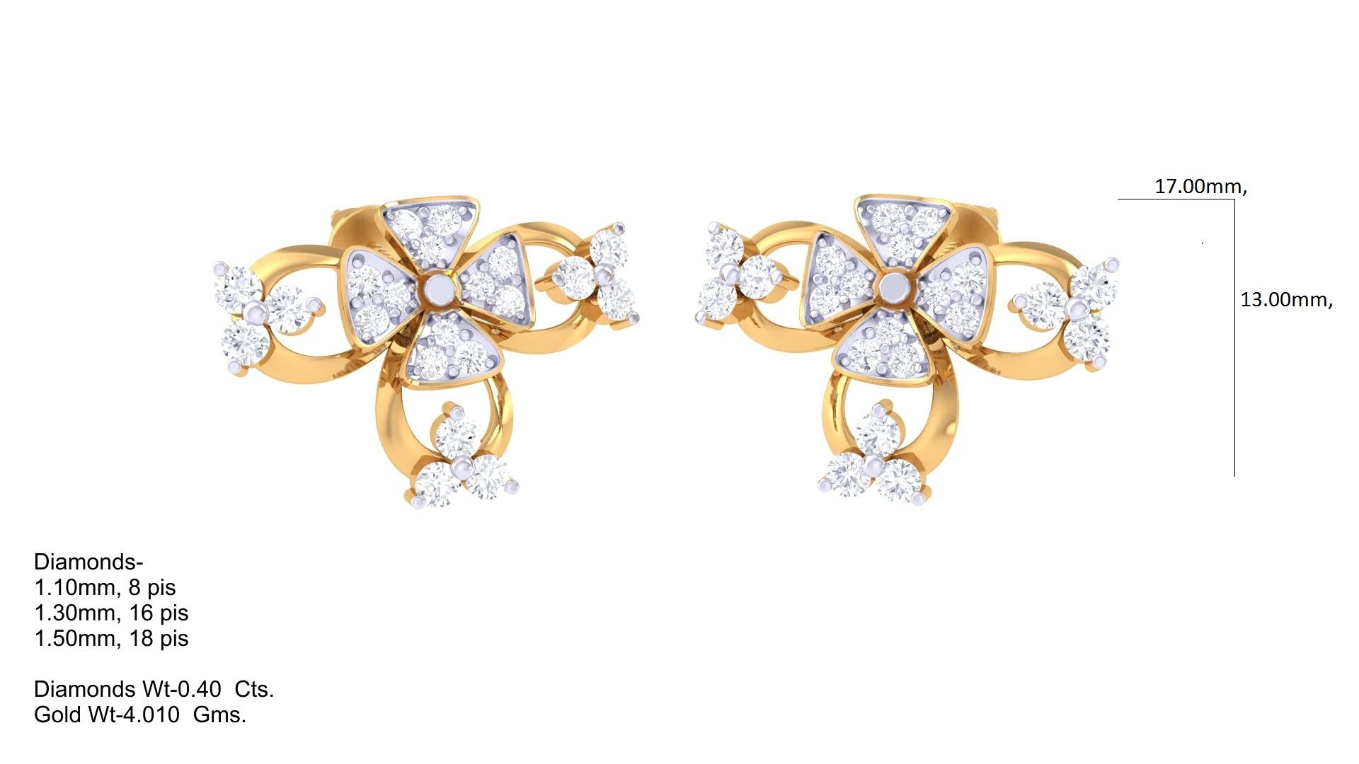 Radiant Trio Flower Accent Earrings