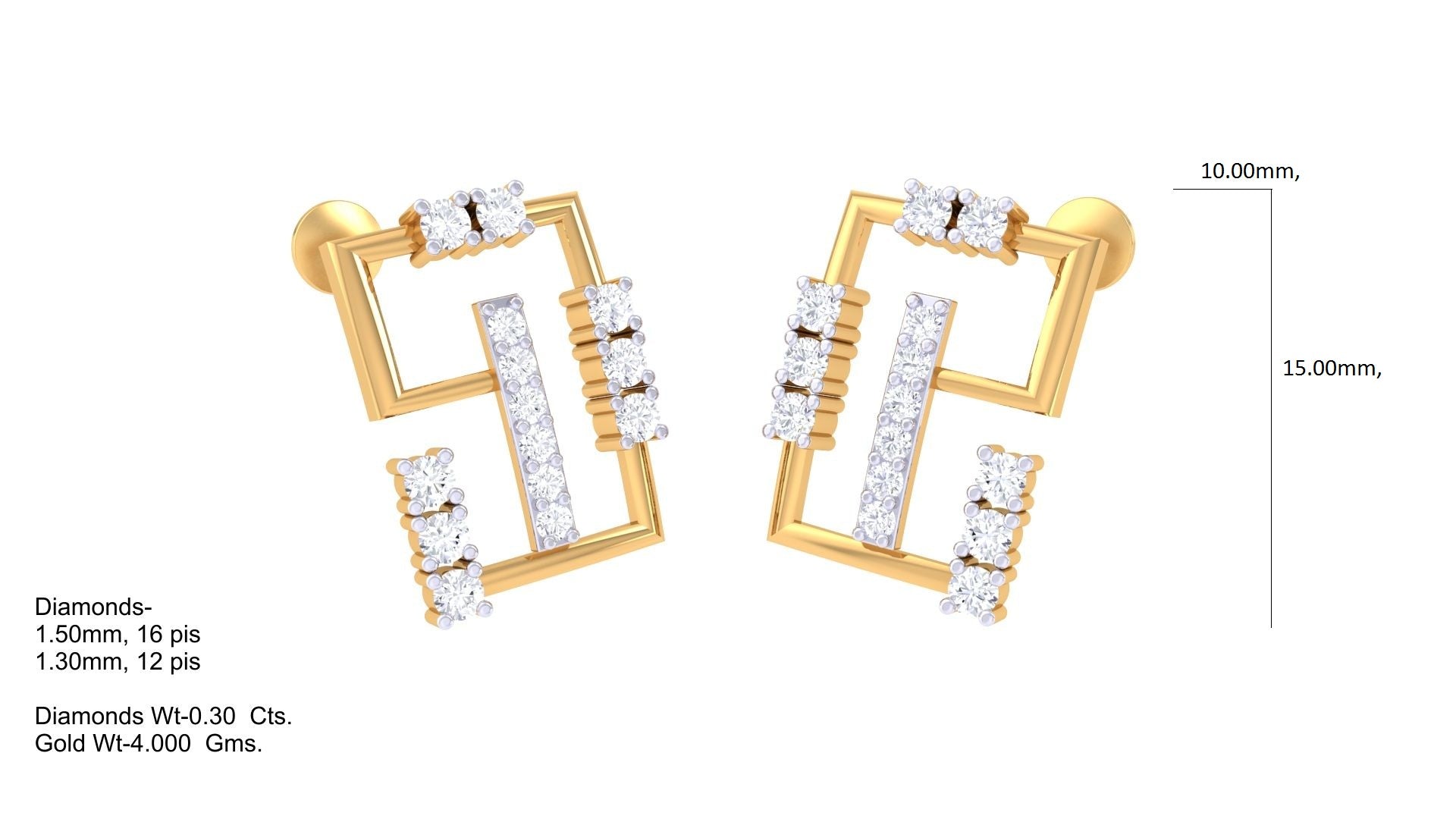 Linear Square Luxe Design Earrings