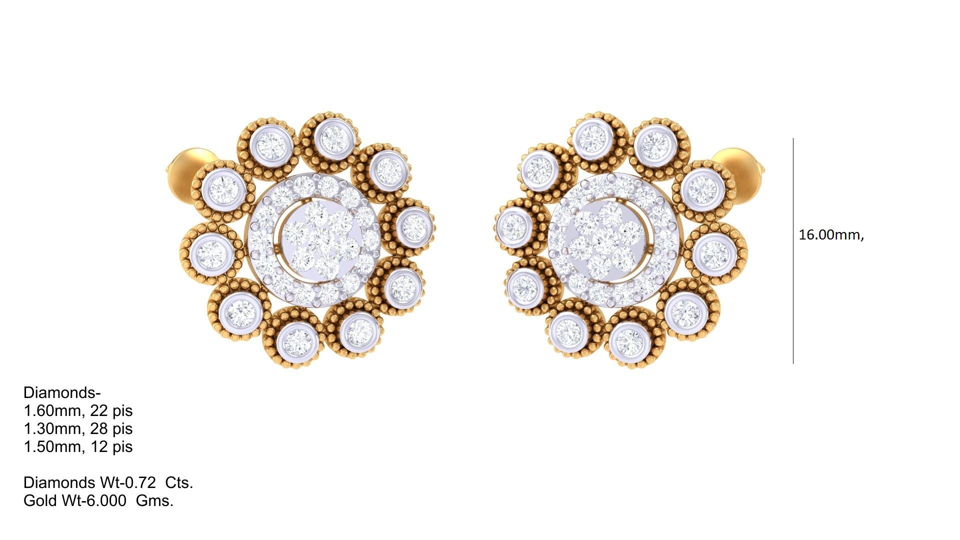 Central Sparkle Petal Cluster Earrings