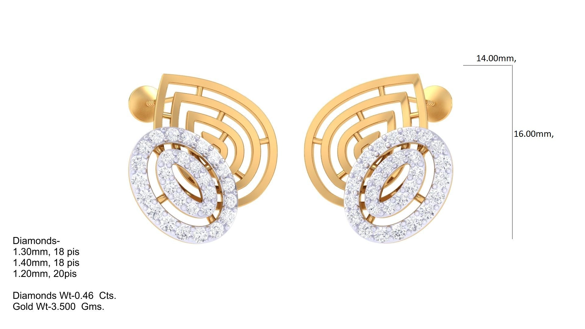 Curved Abstract Statement Stud Earrings