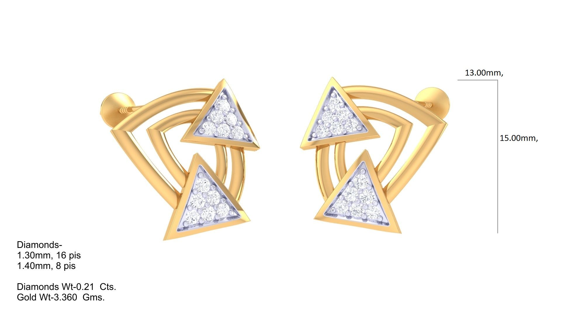 Geometric Dual Triangle Sparkle Earrings