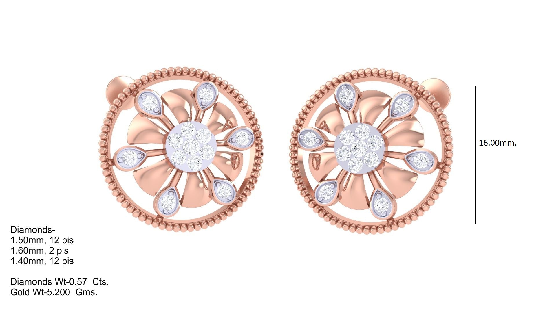 Beaded Halo Radiant Petal Earrings