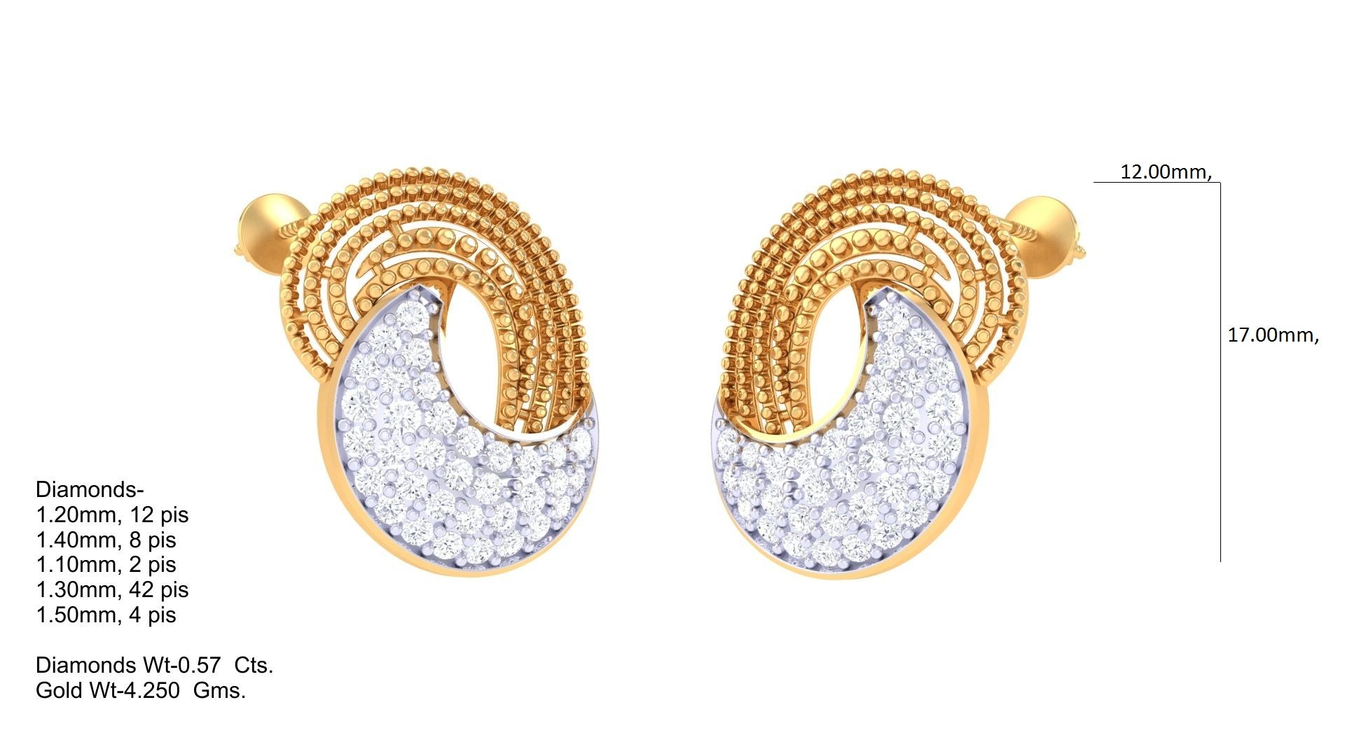 Beaded Wave Crystal Accent Earrings