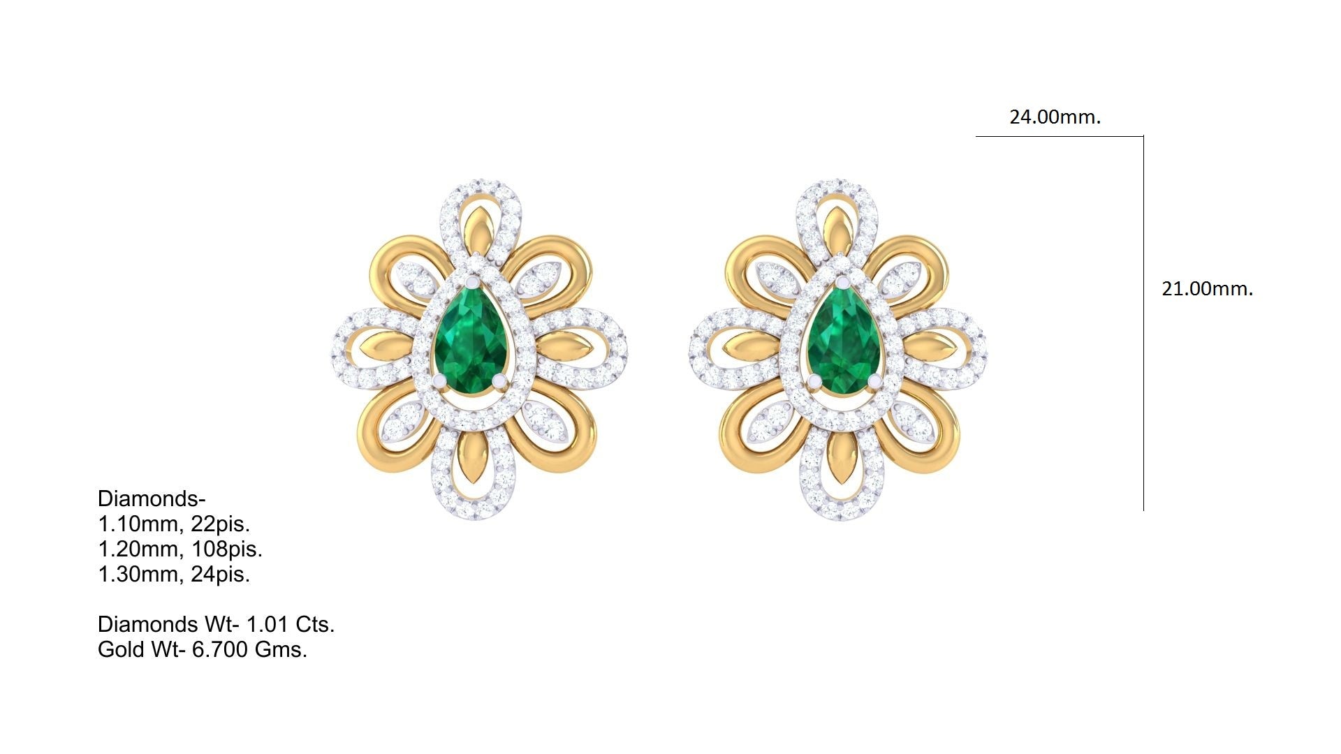 Emerald Floral Sparkle Diamond Earrings