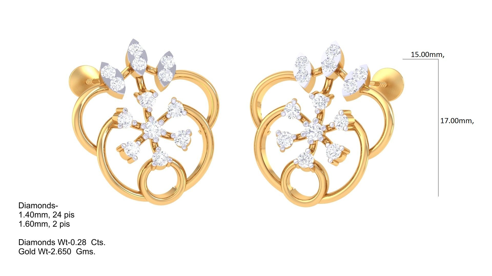 Elegant Flower Twist Gem Earrings