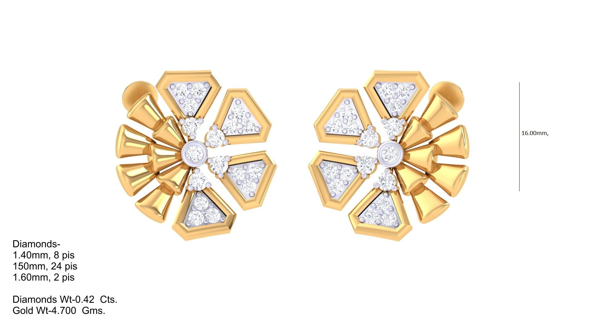 Elegant Hexa Blossom Gem Earrings