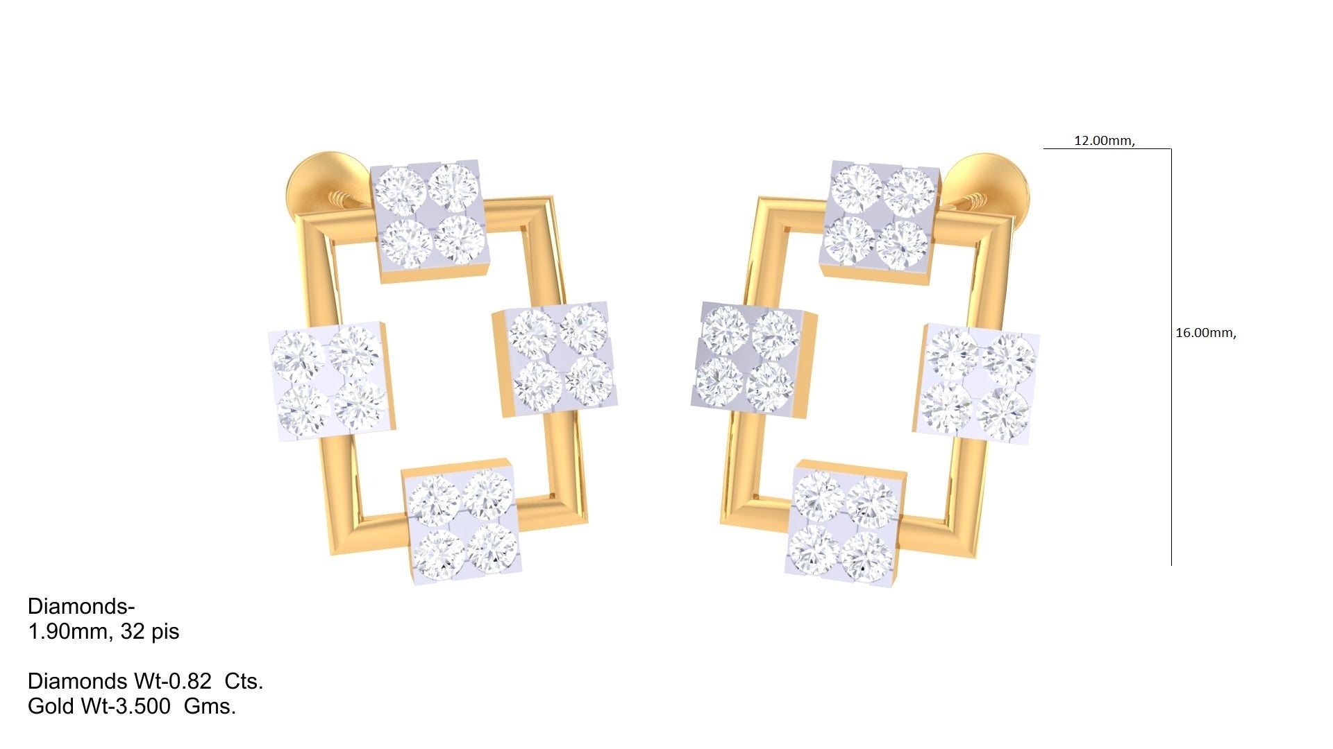 Elegant Quad Square Accent Earrings