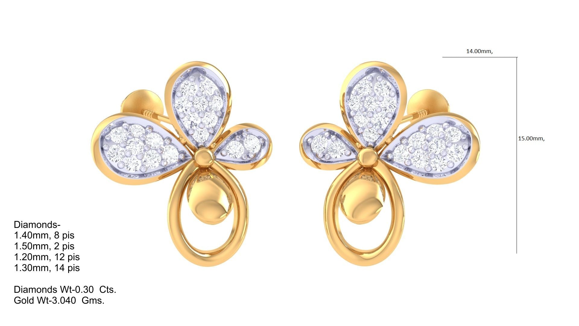 Triple Shine Leaf Dangle Earrings