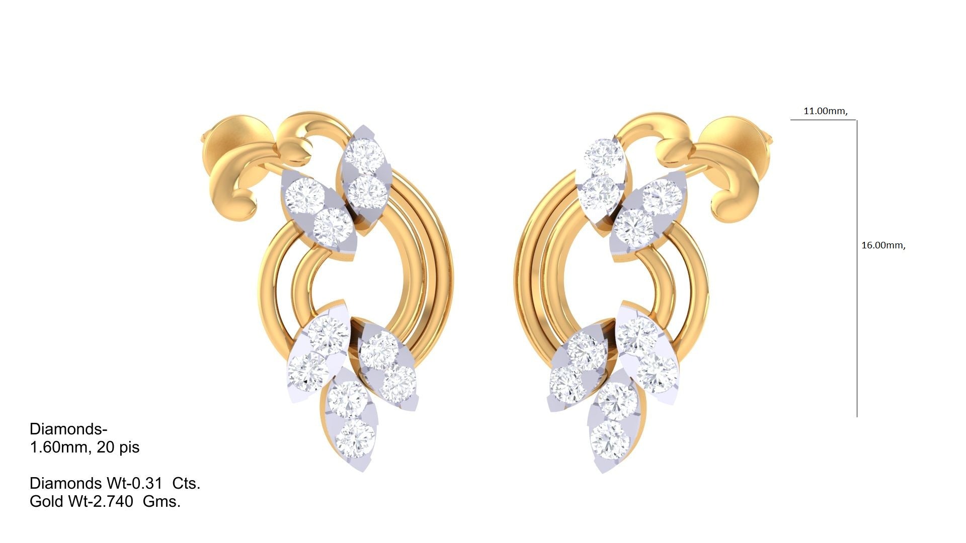 Marquise Vine Flow Accent Earrings