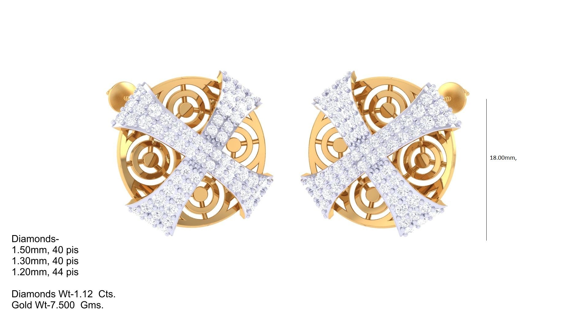 Floral X Sparkle Circle Earrings