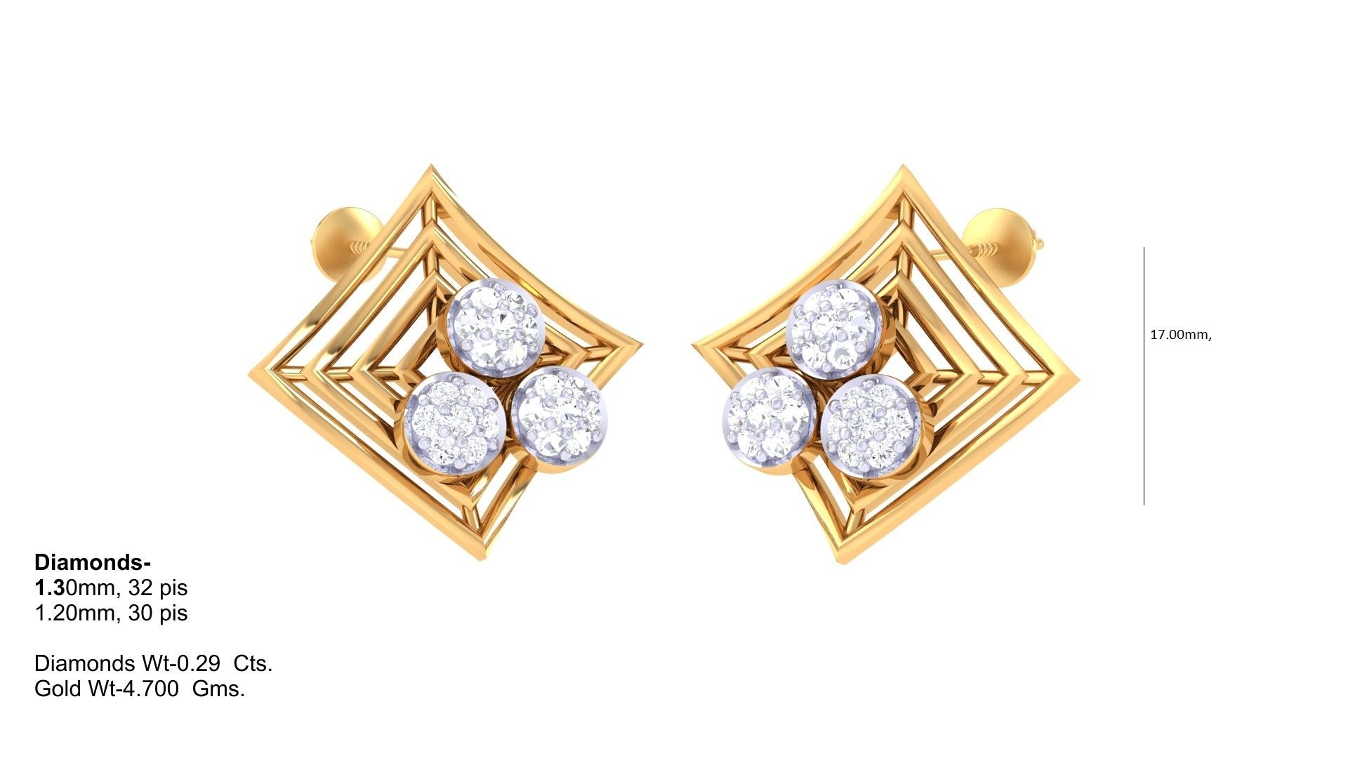 Crisscross Diamond Trio Shape Earrings