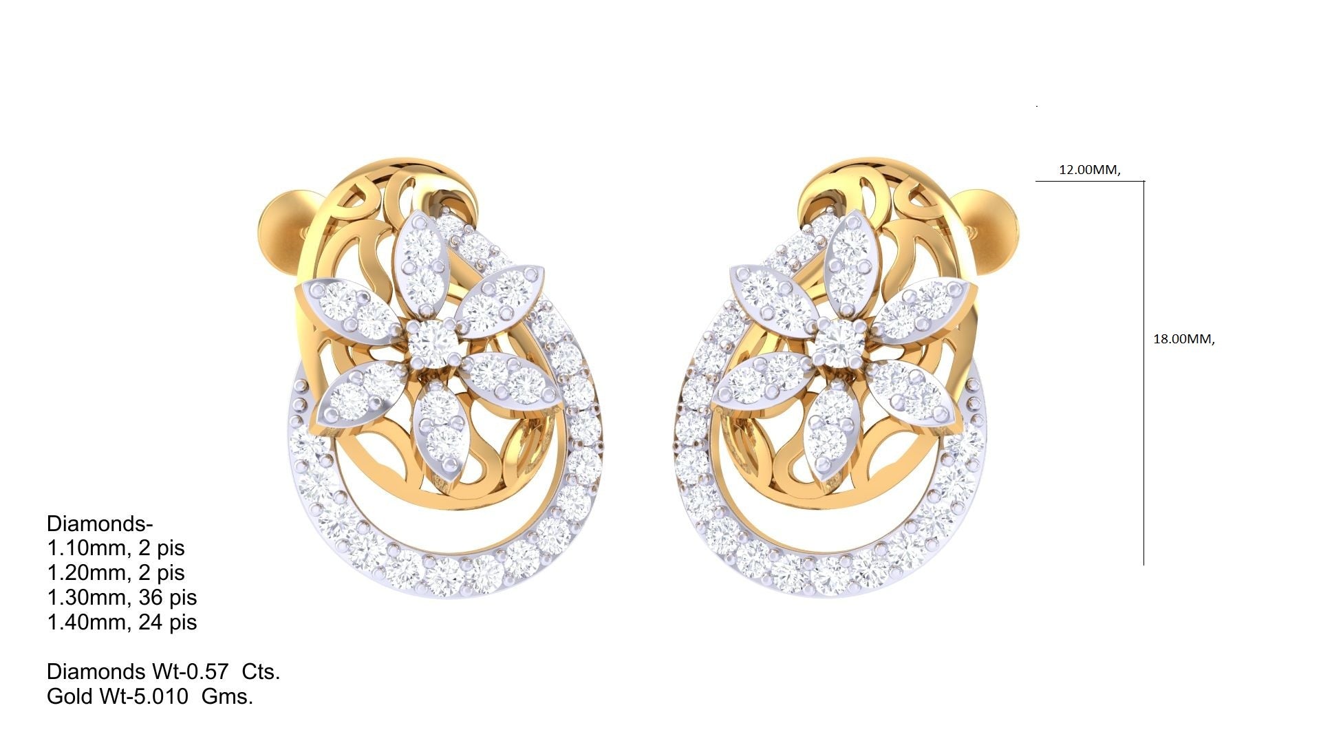 Flower Crystal Oval Earrings