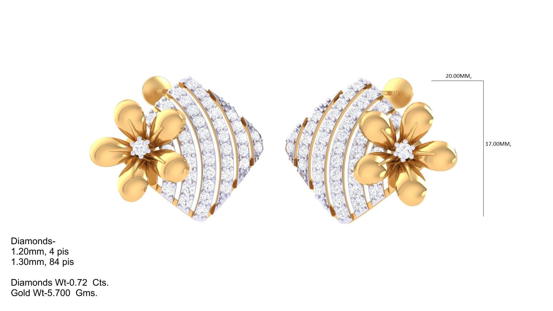 Sparkling Flower Motif Line Earrings