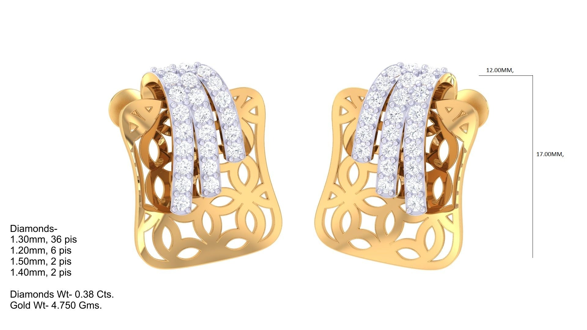 Rectangular Glow Cutout Pattern Earrings