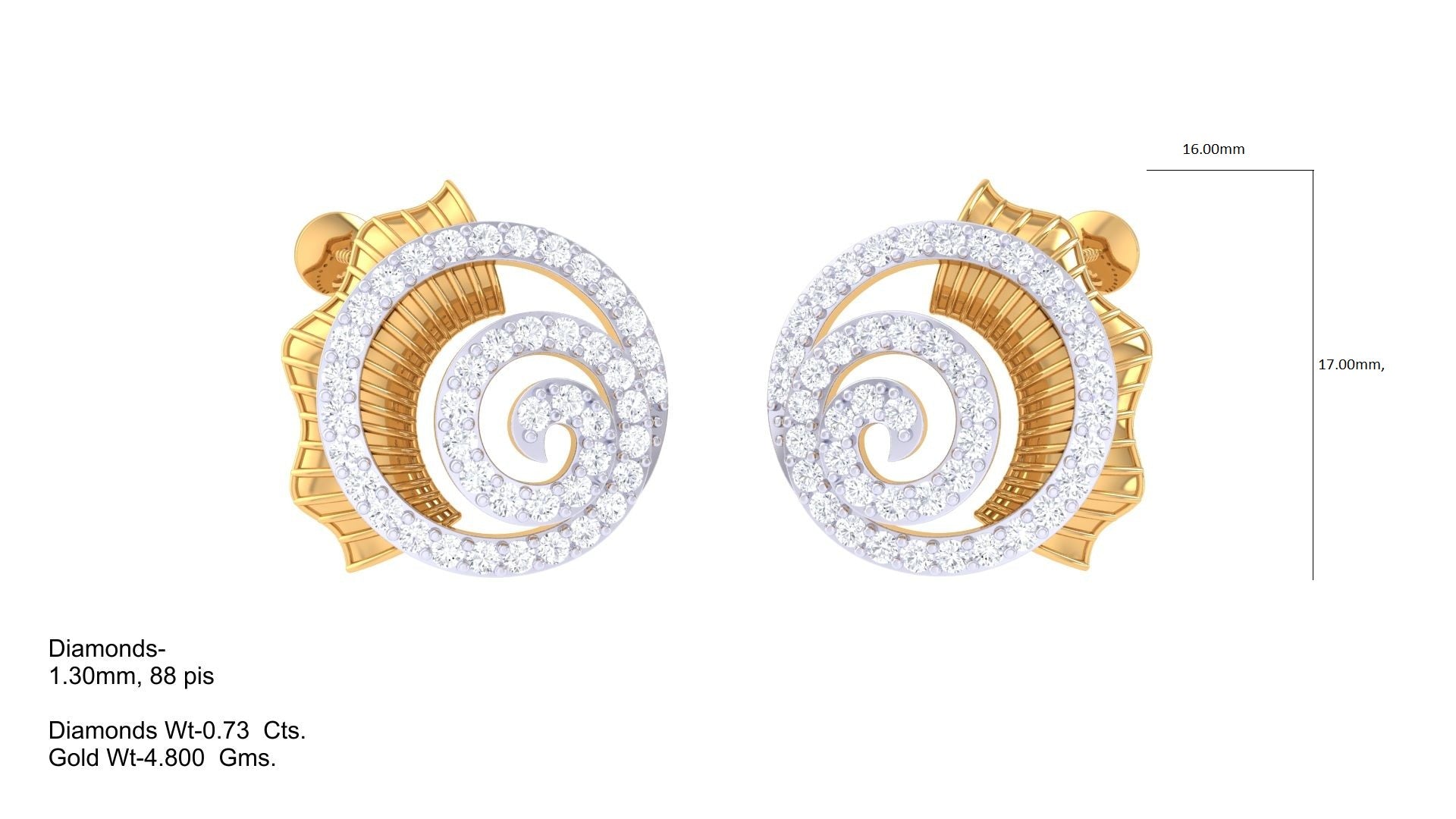 Shimmering Spiral Contrast Design Earrings