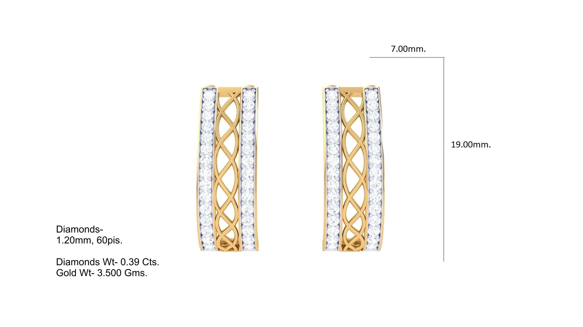 Curved Lattice Sparkle Diamond Earrings