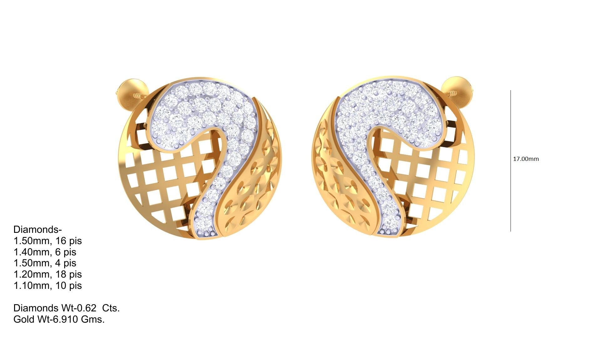 Wavy Diamond Line Contrast Earrings