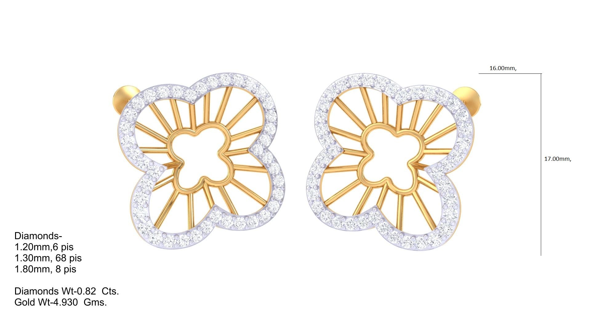 Diamond Border Floral Earrings