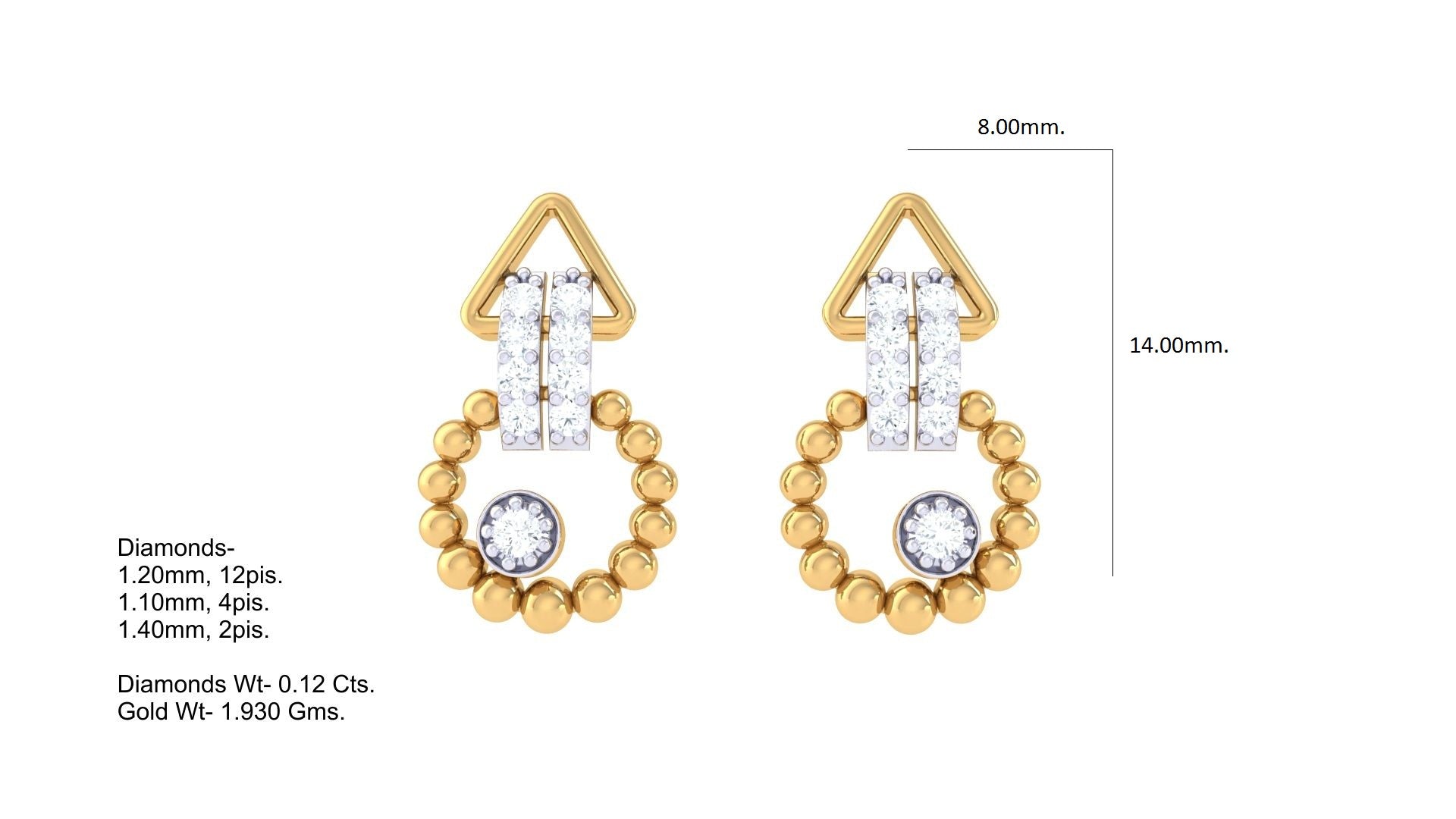 Golden Bead Circle Diamond Earrings