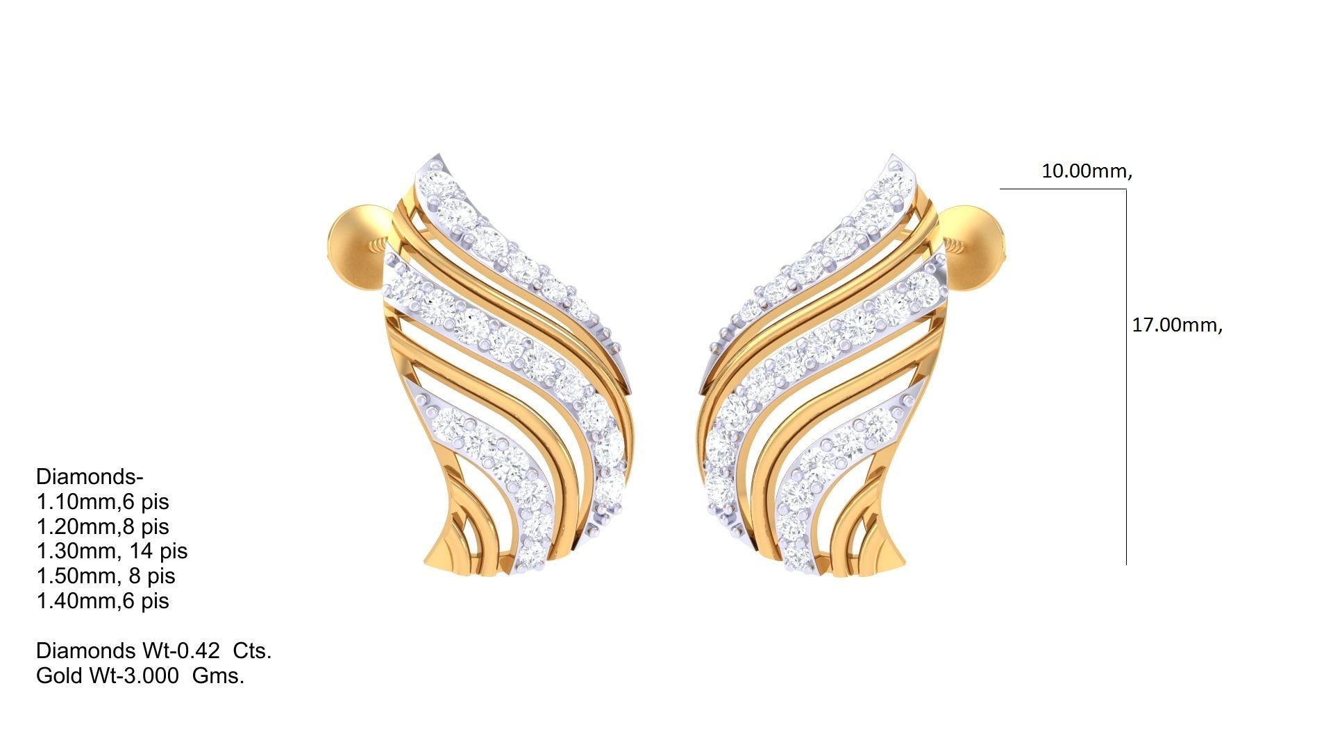 Wave Pattern Butterfly Earrings