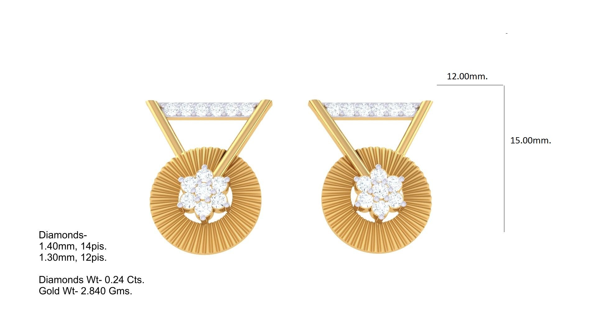 Sunburst Floral Stone Diamond Earrings