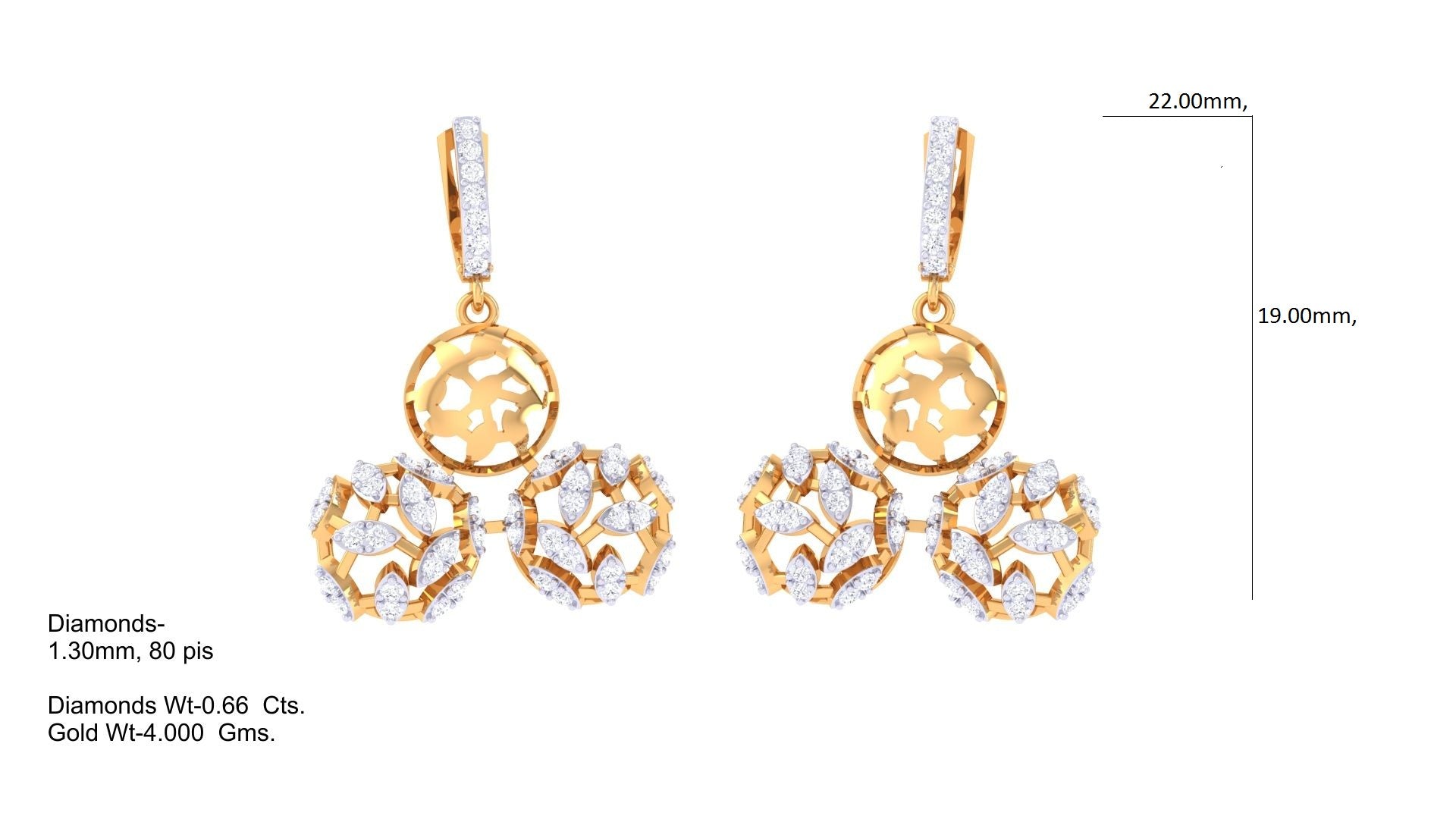Hoop Top Floral Diamond Drop Earrings