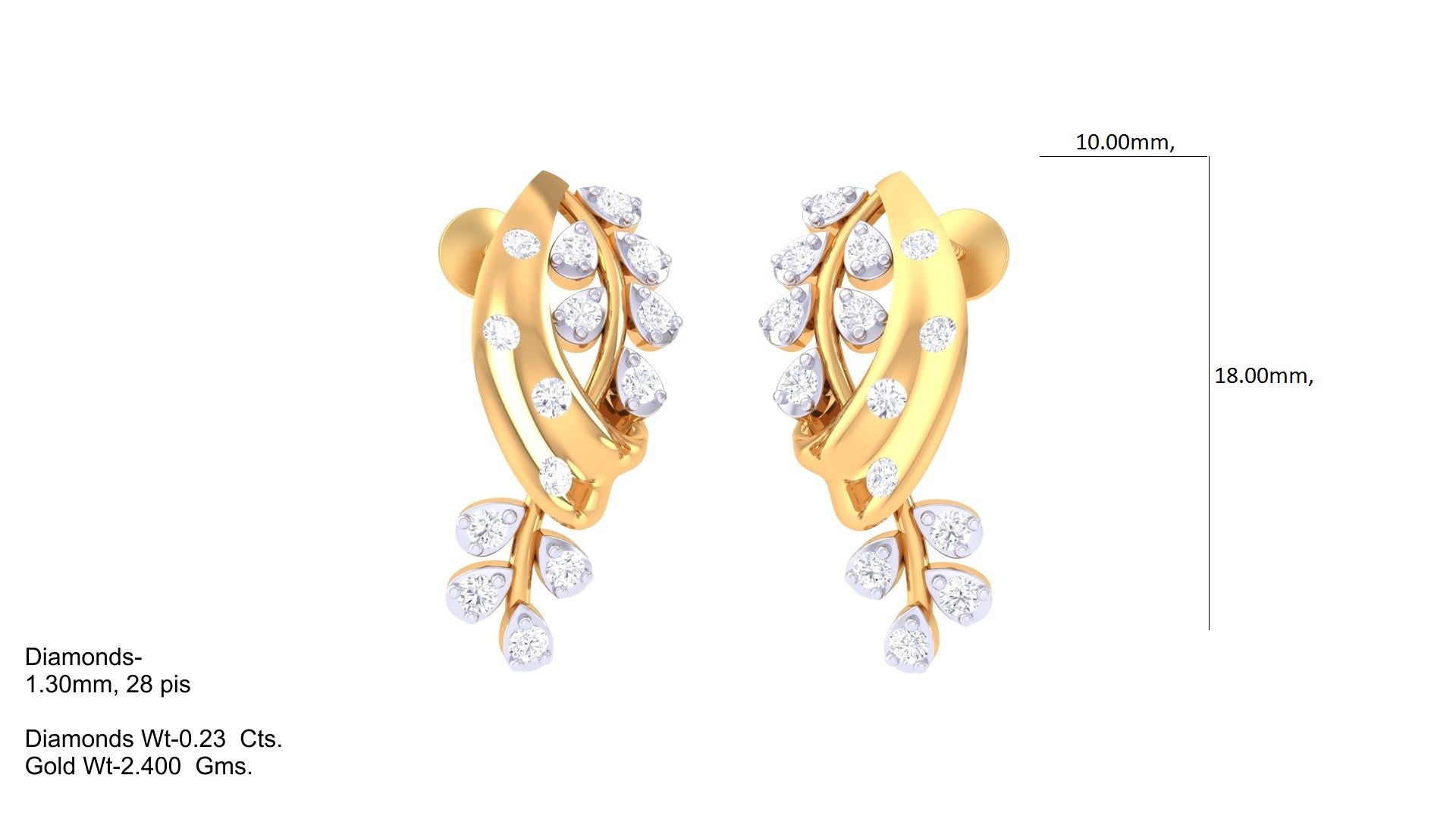 Sparkling Leaf and Vine Diamond Earrings