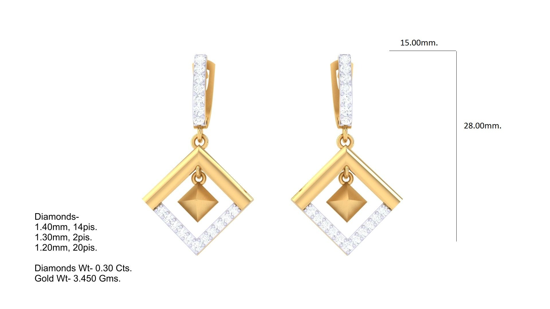 Gold Crystal Outline Diamond Earrings