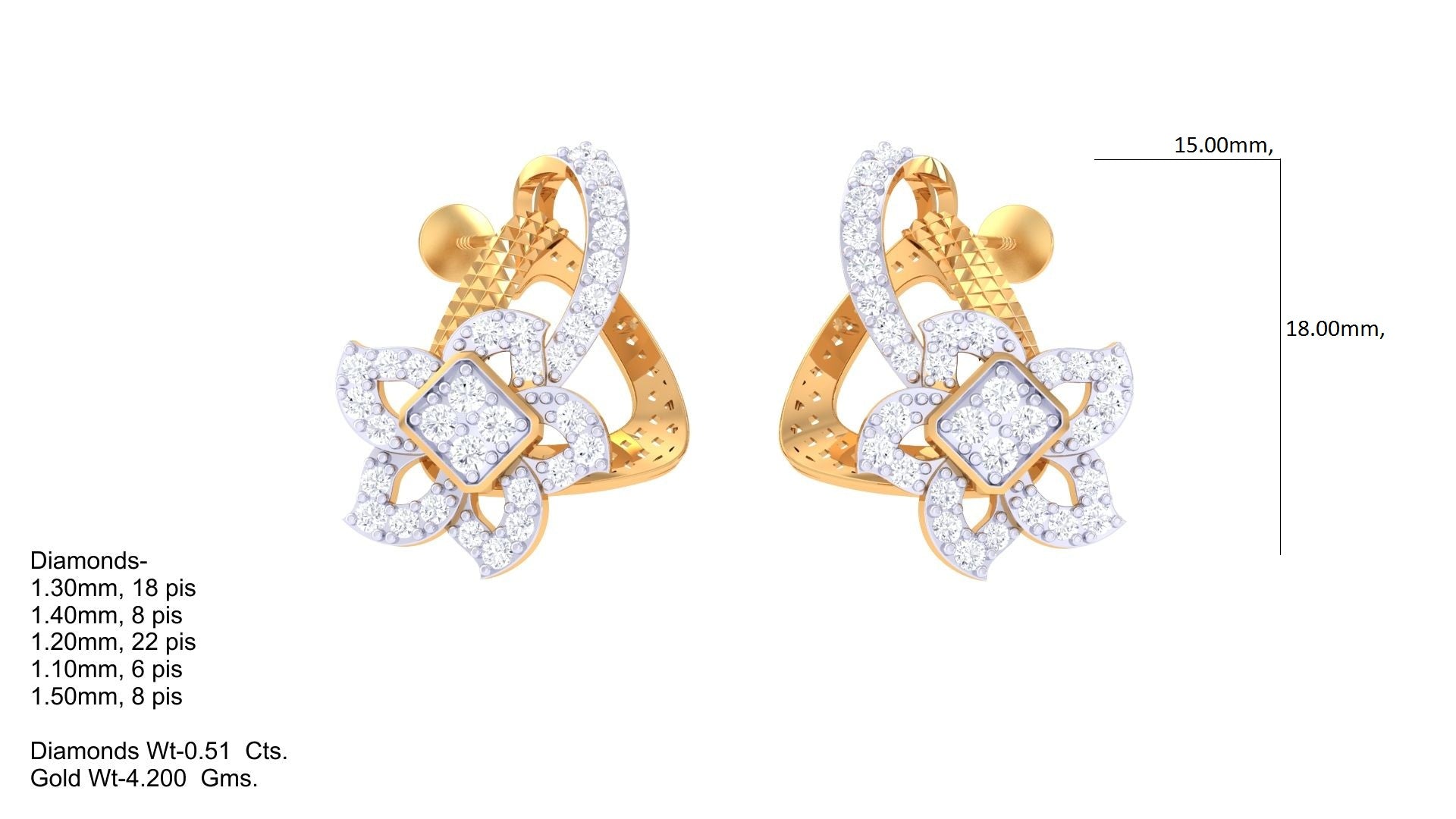 Elegant Diamond Flower Stud Earrings