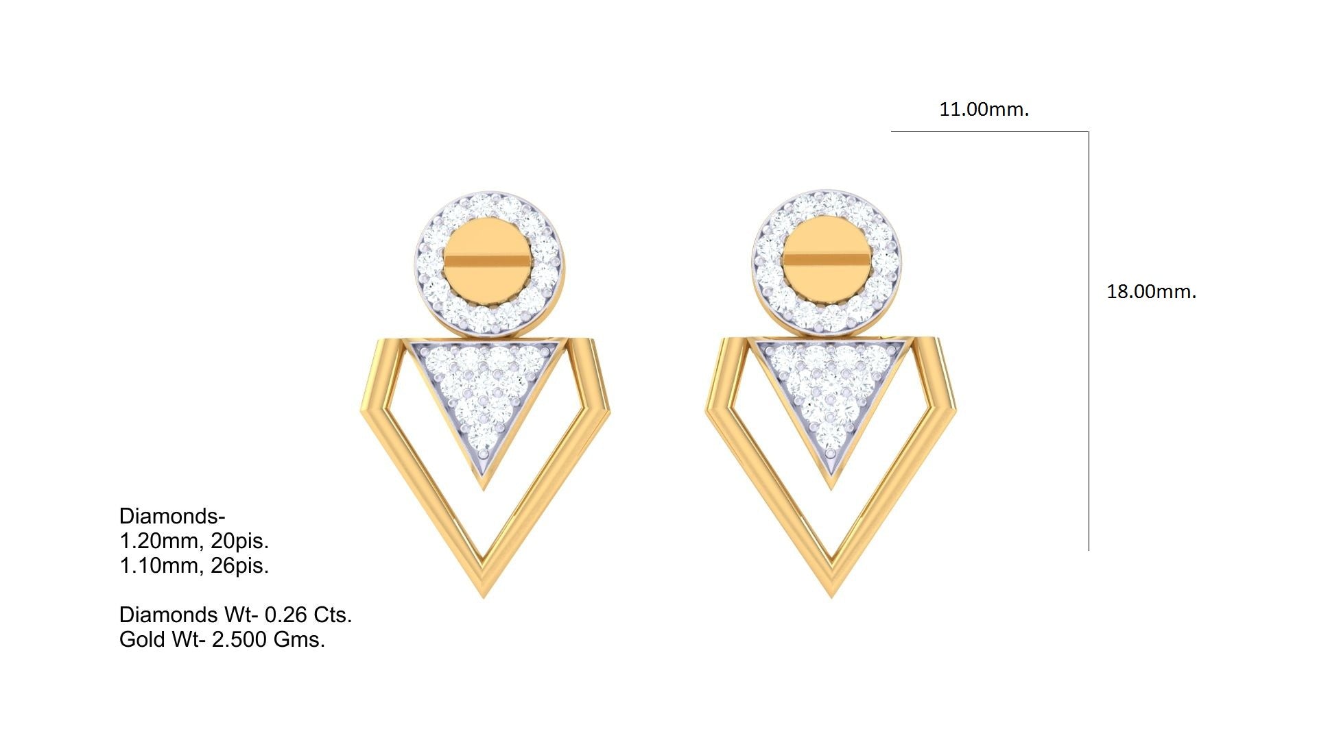 Gold Circle Triangle Earrings