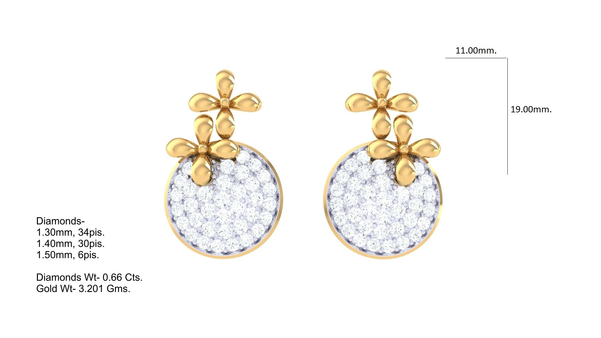 Glittering Circle Leaf Diamond Earrings