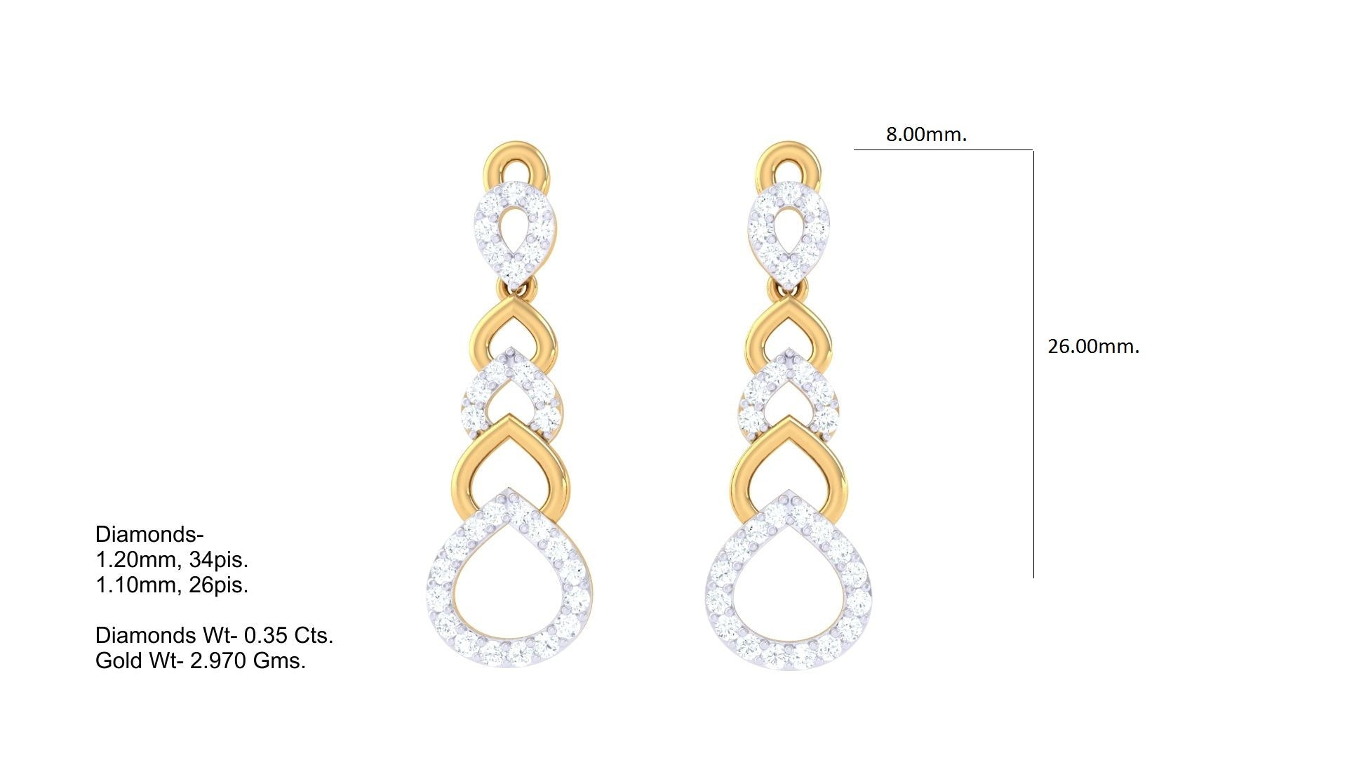 Open Teardrop Design Diamond Earrings