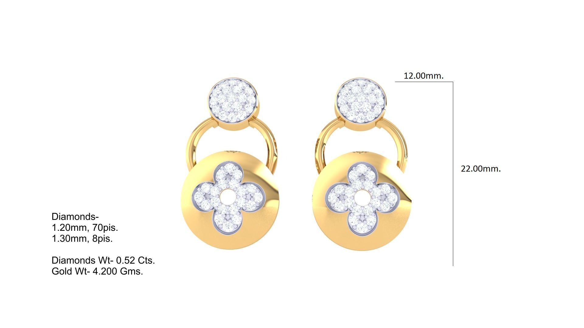 Gold Floral Disc Earrings