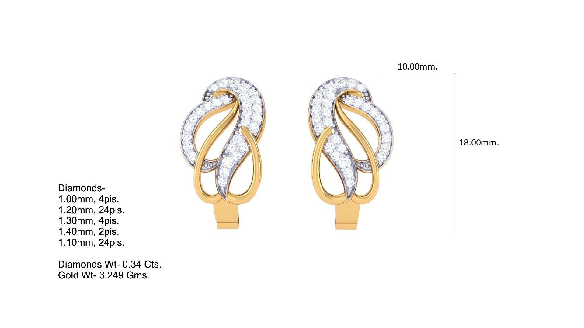 Sparkling Curved Gold Earrings