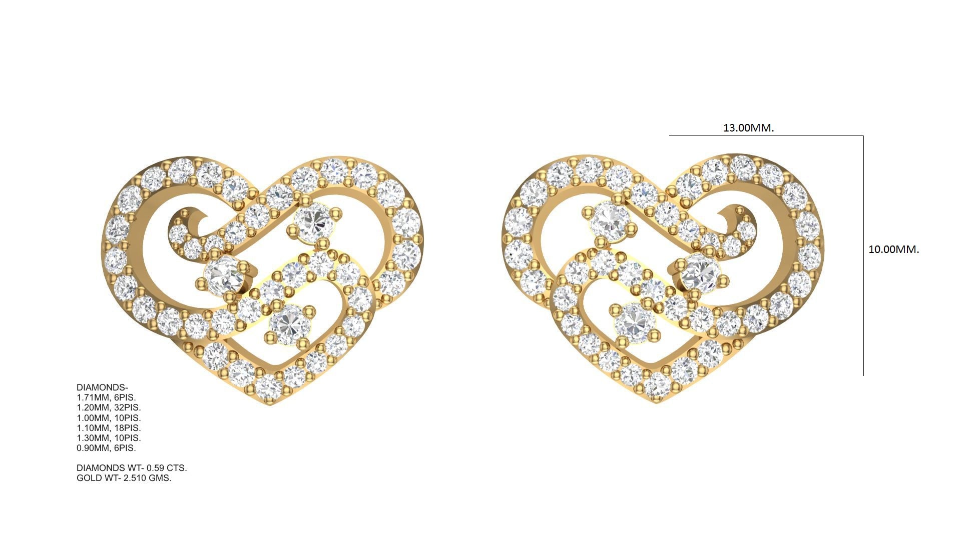 Sparkling Decorative Heart Earrings