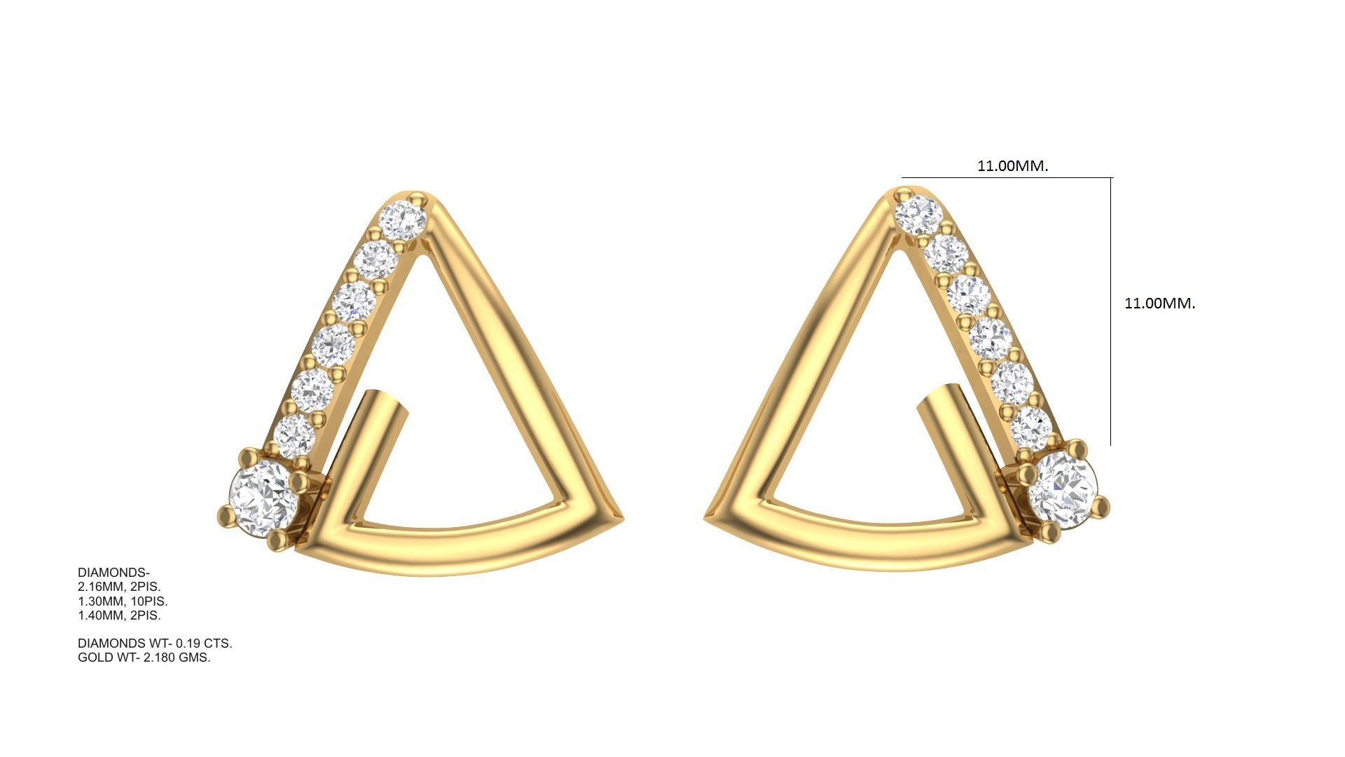 Modern Gold Triangle Earrings