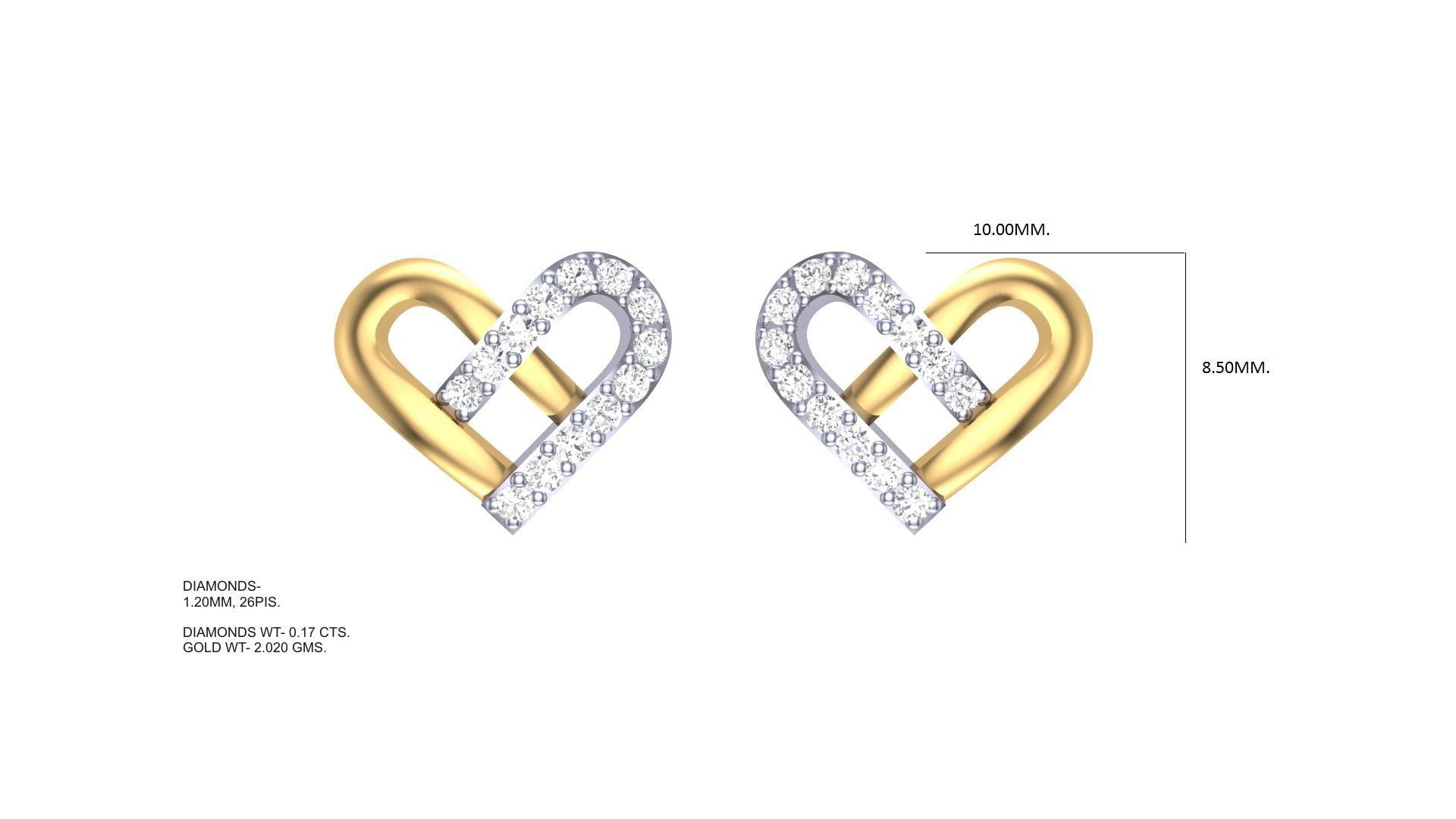 Dual-Tone Diamond Heart Earrings