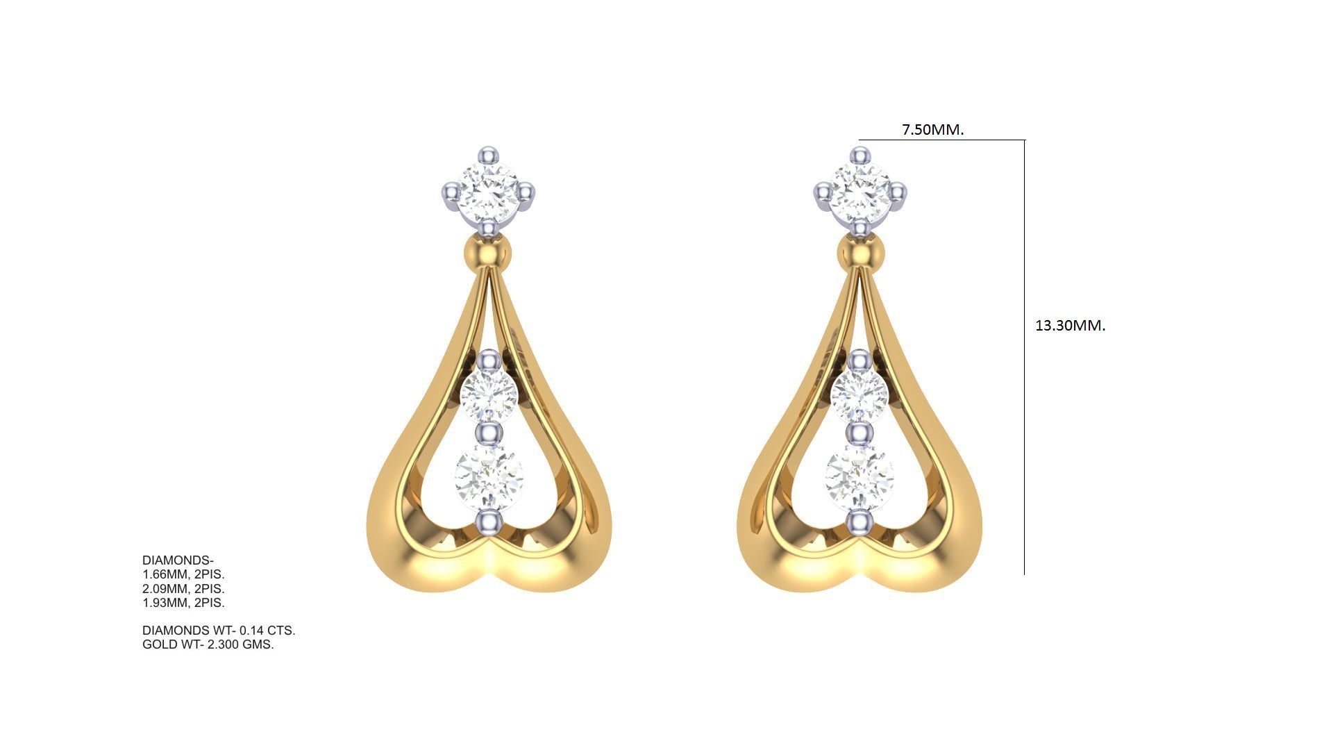 Gold Teardrop Heart Cutout Earrings
