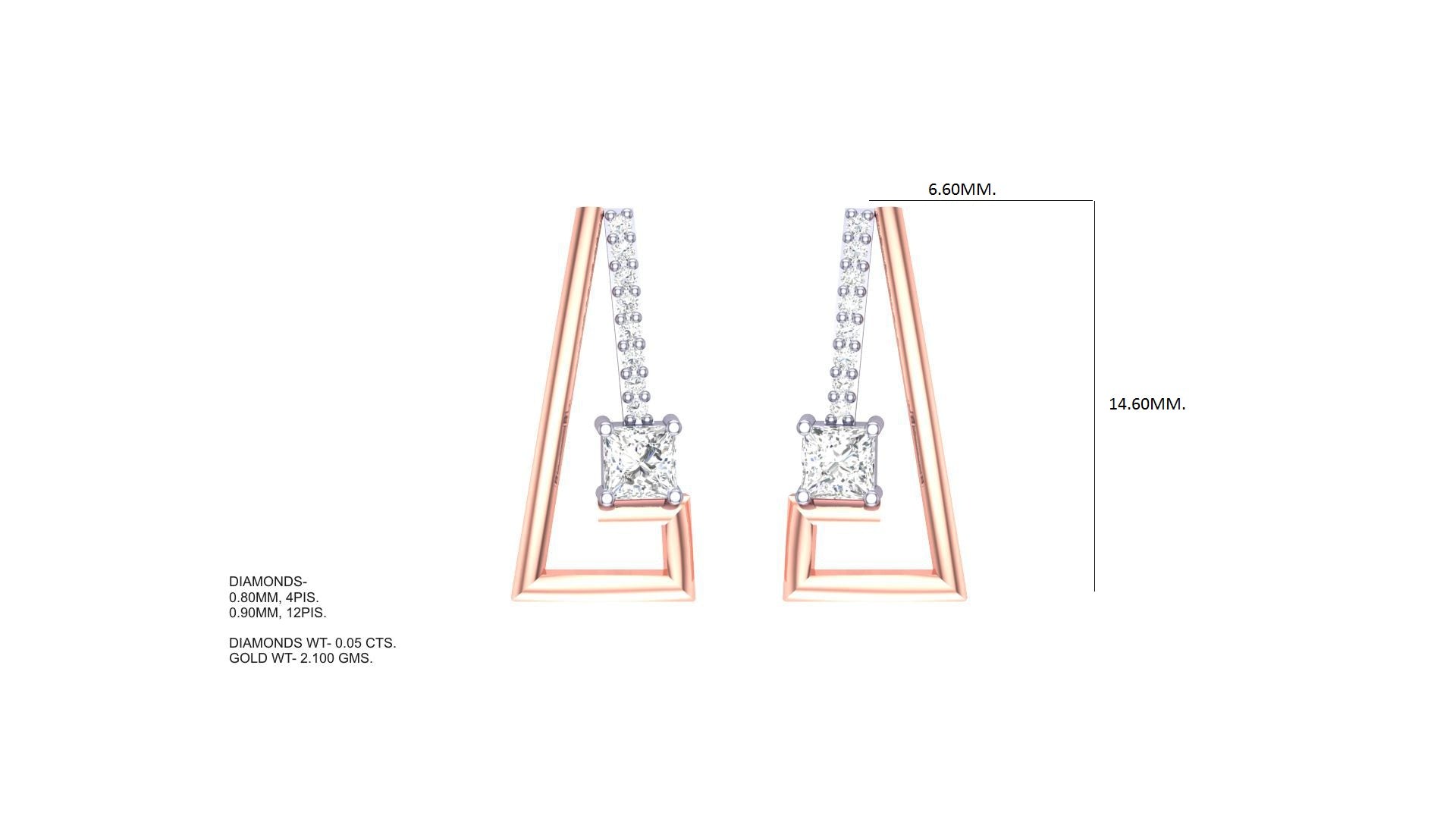 Vertical Diamond Geometric Earrings