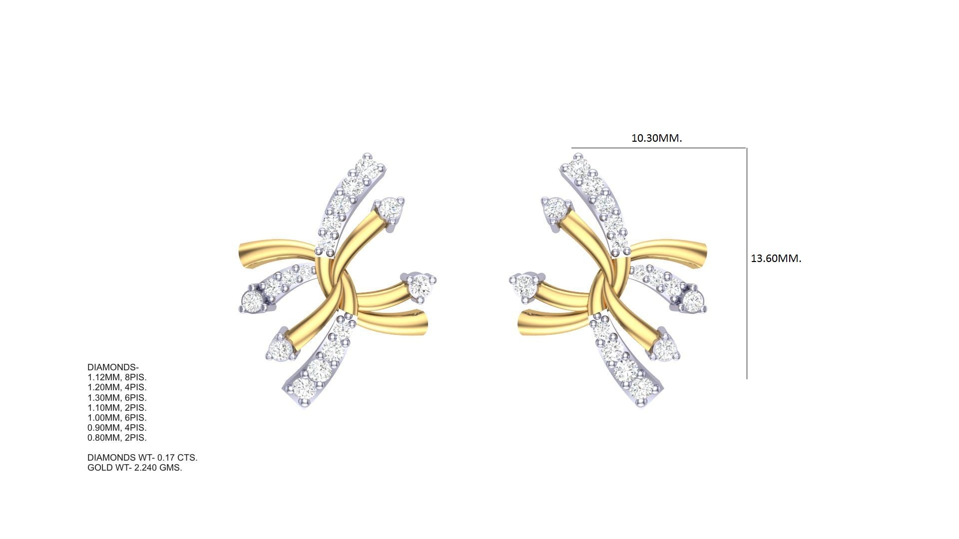 Ribbon Design Diamond Earrings