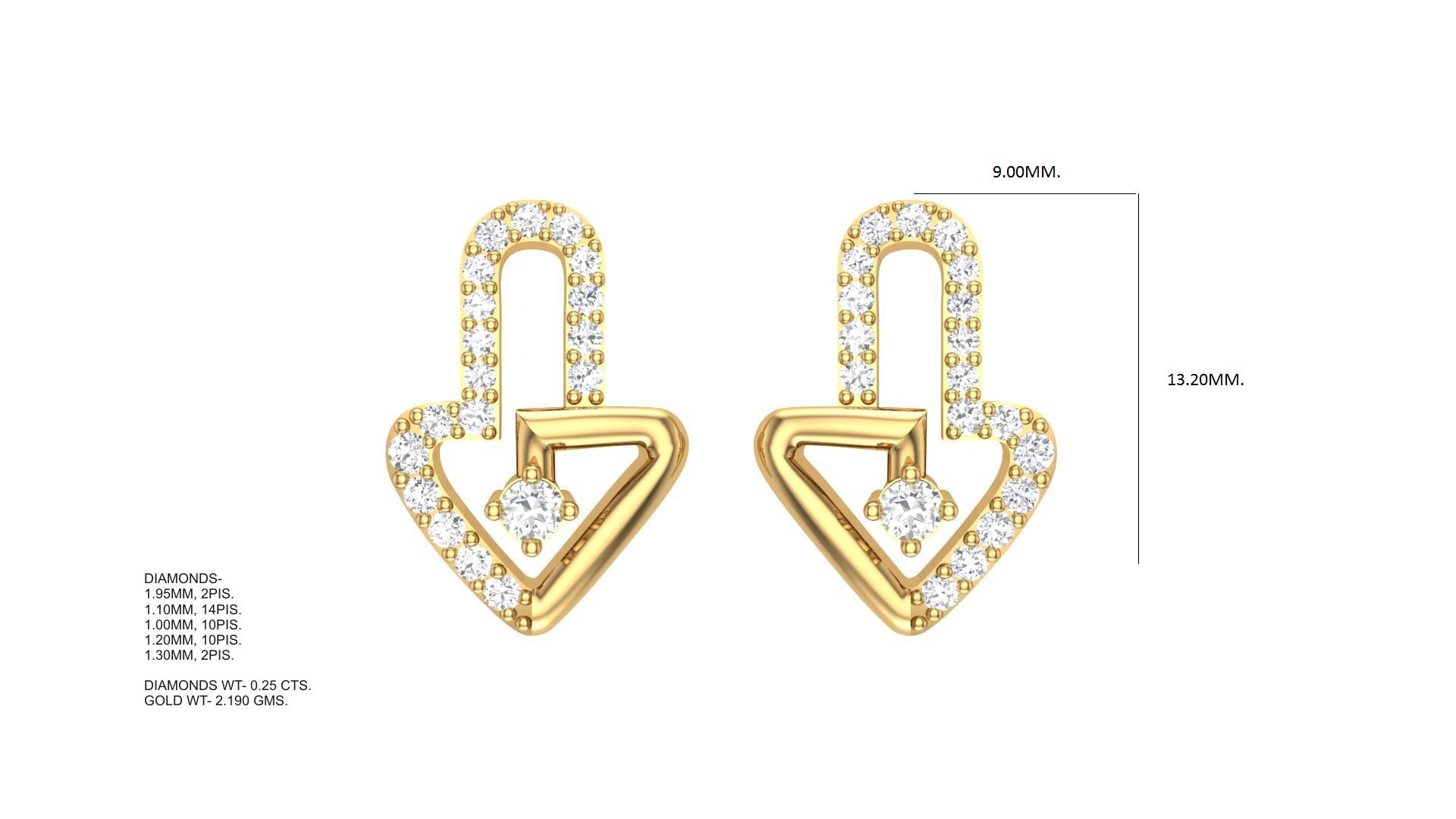 Gold Arrow Heart Modern Earrings