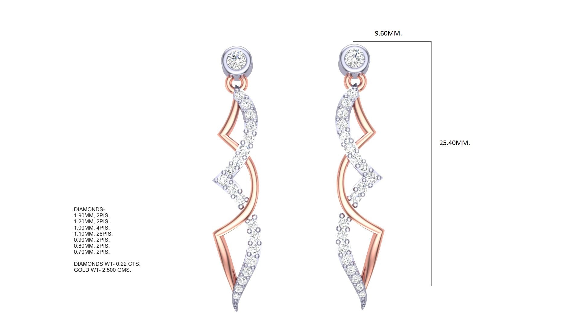 Elegant Two Tone Wavy Earrings