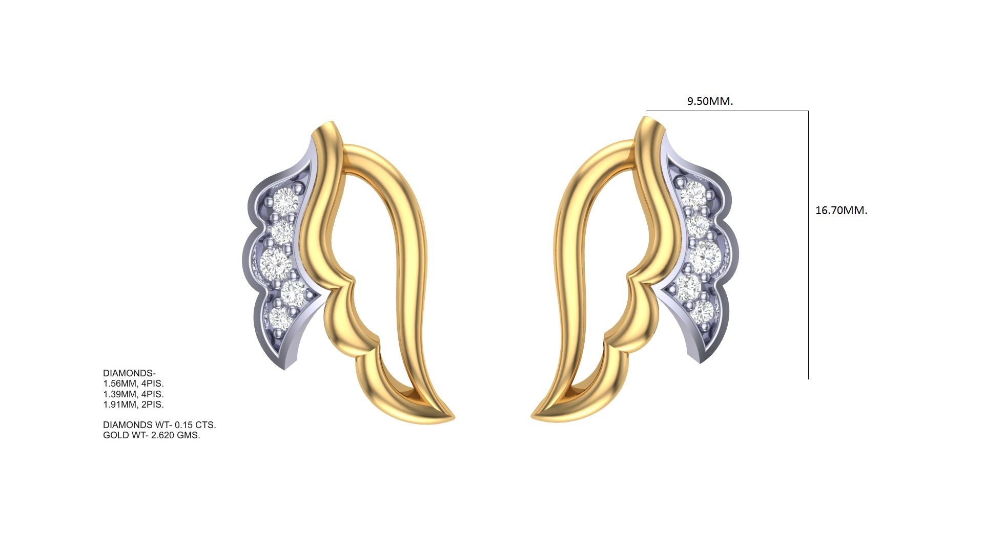 Dual Tone Wing Design Earrings