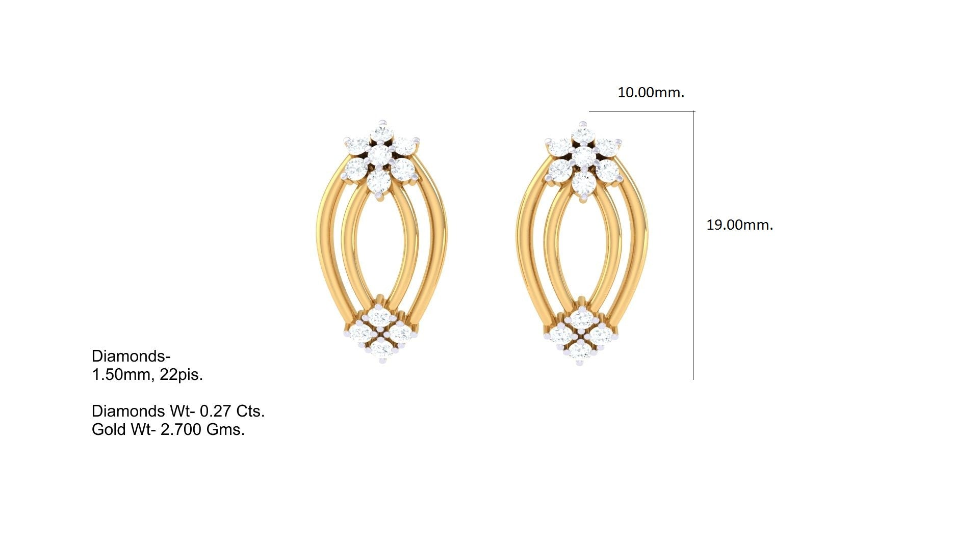 Stylish Gold Ball Diamond Earrings