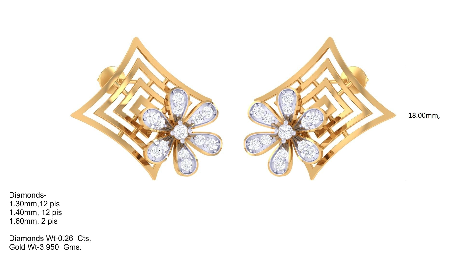 Elegant Mosaic Blossom Stud Earrings
