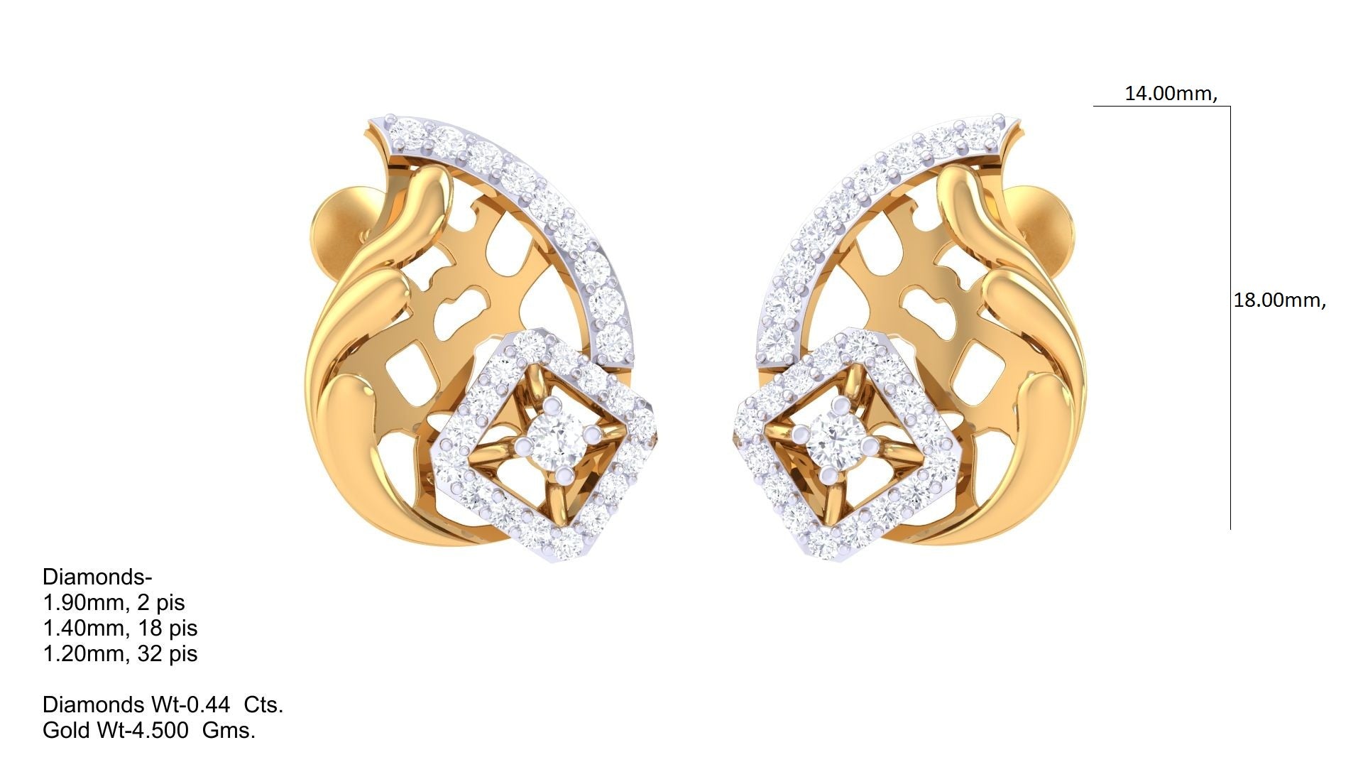 Elegant Leaf Square Drop Earrings